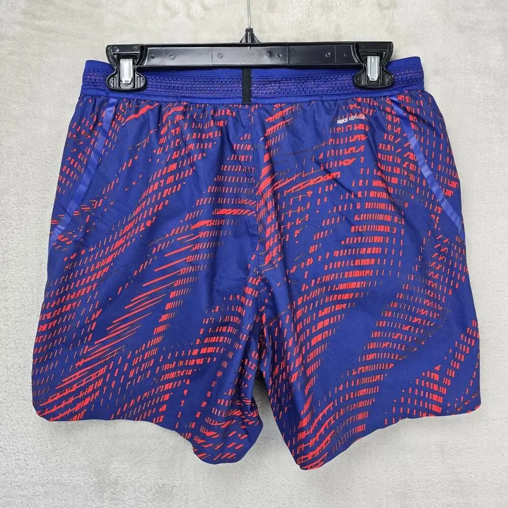 Nike AeroSwift 5” Running Shorts Mens Medium Blue Red Geometric 800285-455